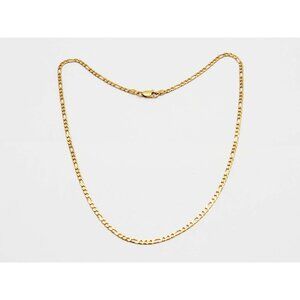 2mm Wide Figaro Chain Necklace 18k Gold 15.5" Long 6.9 Grams